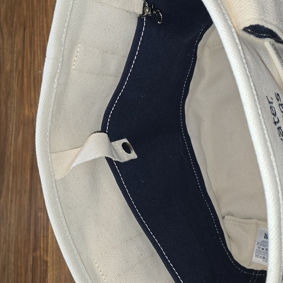 Lands' End Navy and Cream Medium Canvas Tote Bag "Save Water, Drink Margs" - Picture 6 of 10